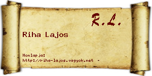Riha Lajos névjegykártya
